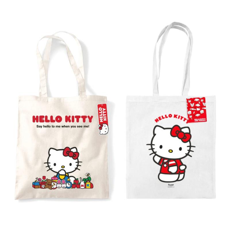 *【三麗鷗】Hello Kitty 凱蒂貓 帆布托特包-可愛浪潮/Say Hello