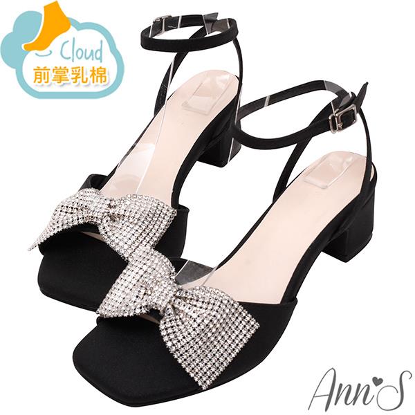 Ann’S黑蝴蝶結-低跟粗跟涼鞋4.5cm-黑