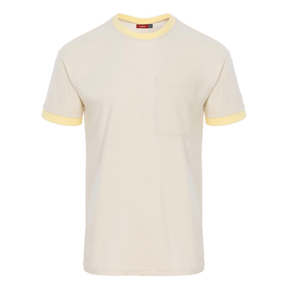 中性假兩件配色T-shirt-米白(266110210)