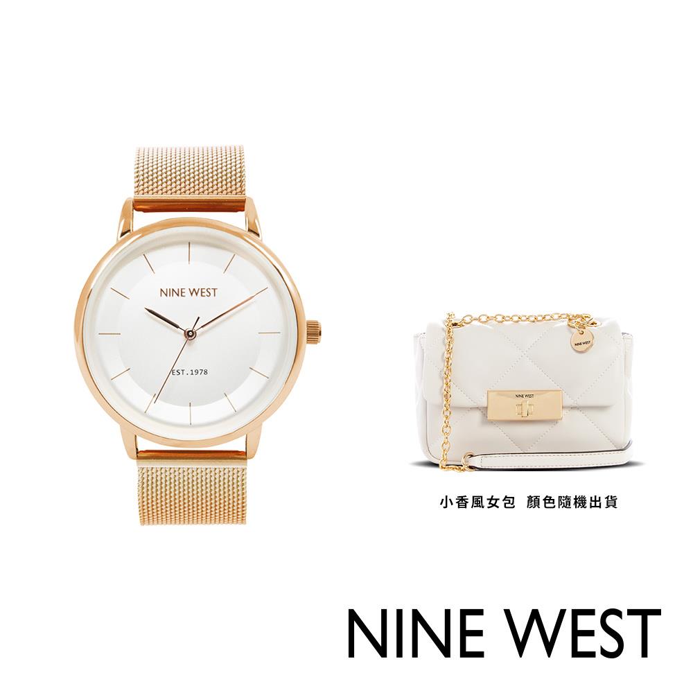 【NINE WEST】時尚米蘭錶-金羅馬 品牌斜背包(NW24338-06Z G0048)