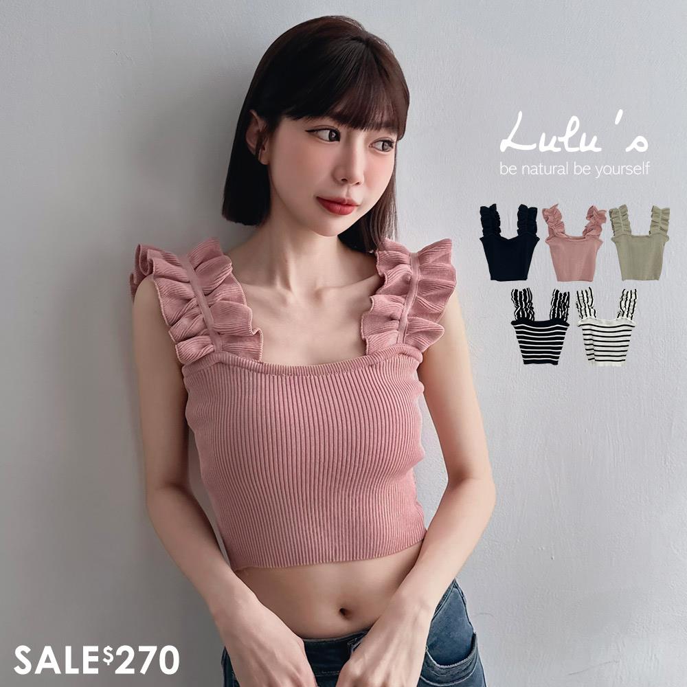 新品69折/大花邊肩帶針織上衣５色【A01250264】