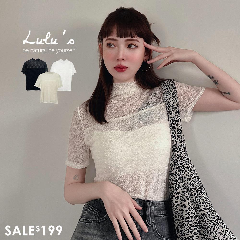 限定優惠/質感微立領蕾絲透膚上衣３色【A01250274】