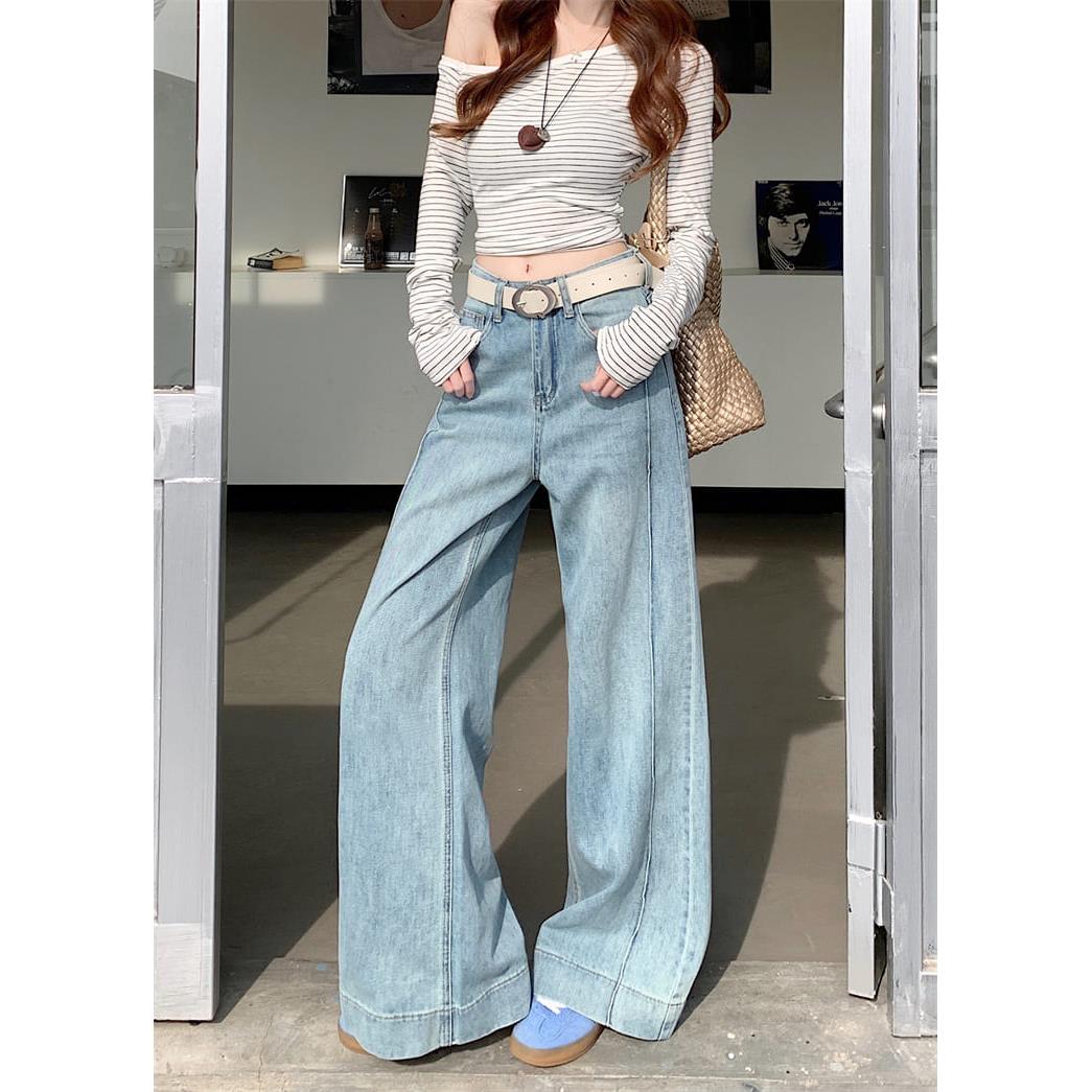 【missy shop】顯瘦輕盈落地牛仔寬褲-82629