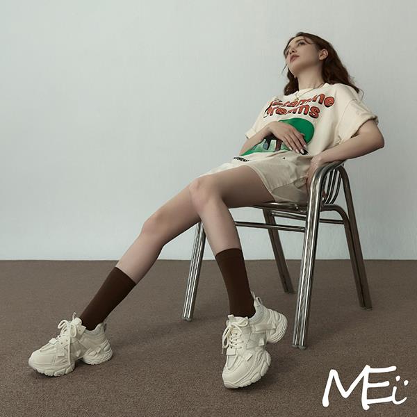 ANNSTAR MEIMEI聯名-走進甜酷世界流線厚底老爹鞋5cm-白