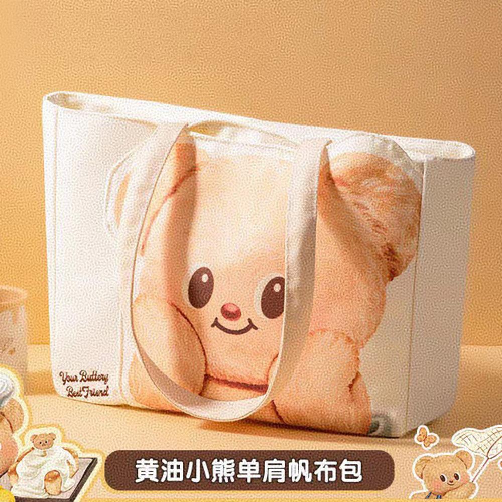 天藍小舖-黃油小熊大容量肩背帆布包-單1款-$490【A11115393】