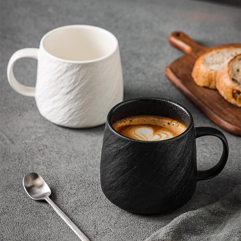 石紋陶瓷馬克杯 400ml 茶杯 咖啡杯 牛奶杯 水杯 辦公室杯 杯具 陶瓷杯 握把杯【A30112】《約翰家庭百貨
