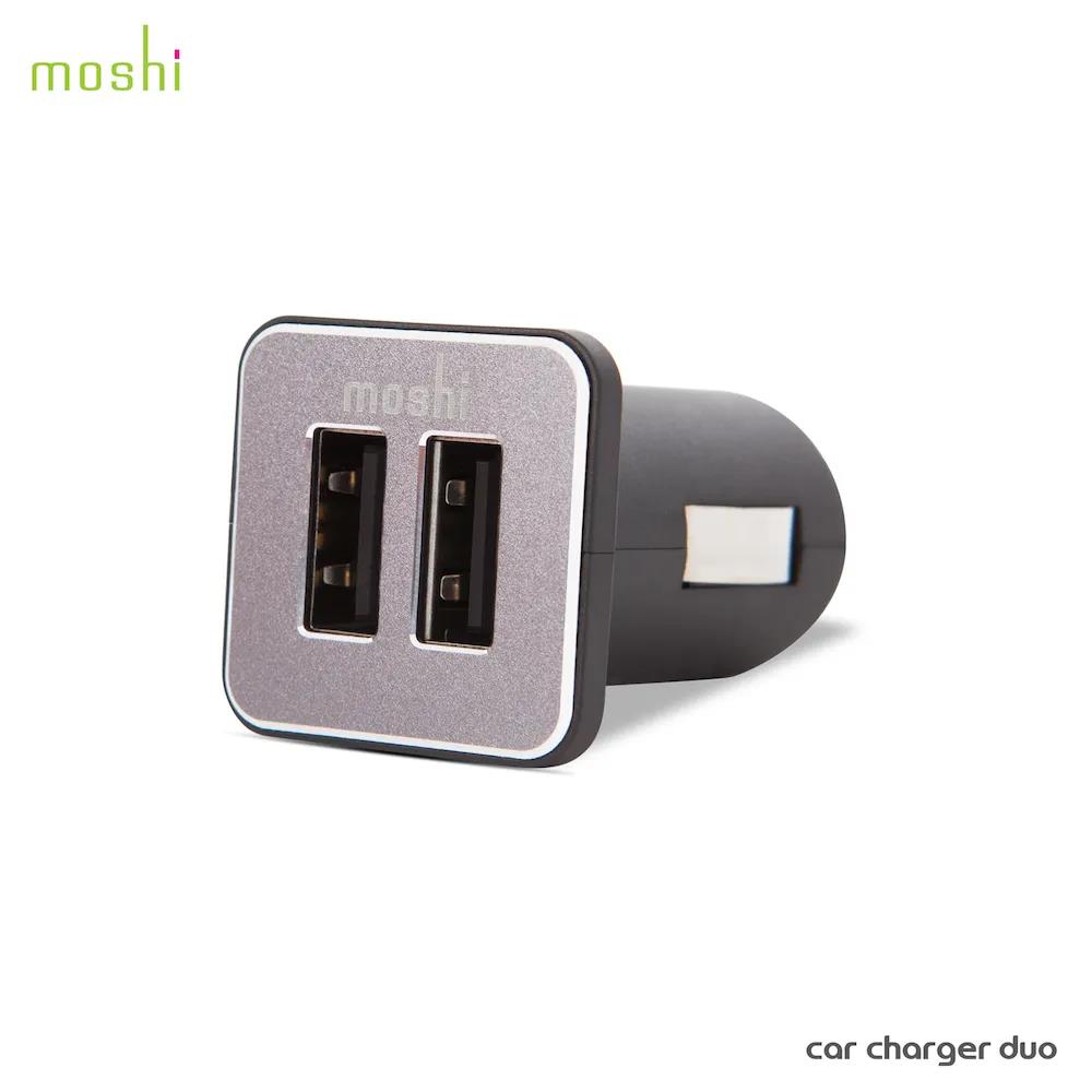 【Moshi】車用雙端口充電器USB(兼容機型iPhone， iPad，iPod and other USB charging devices，每一端口 2.4 A（12W ）輸出，可支援兩個 iDe
