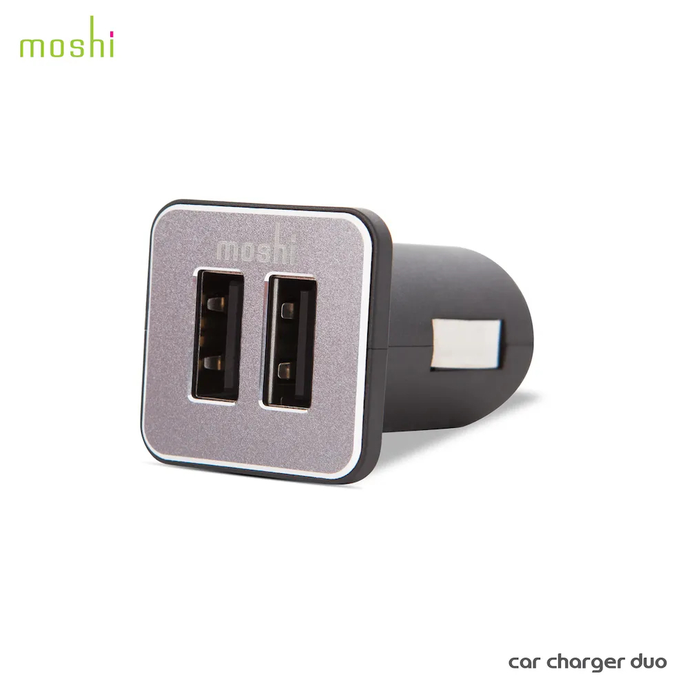 【Moshi】車用雙端口充電器USB(兼容機型iPhone， iPad，iPod and other USB charging devices，每一端口 2.4 A（12W ）輸出，可支援兩個 iDe