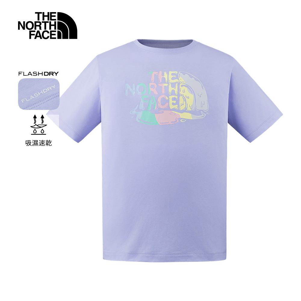 The North Face北面男女款紫色吸濕排汗品牌印花短袖T恤｜8GZ40VI