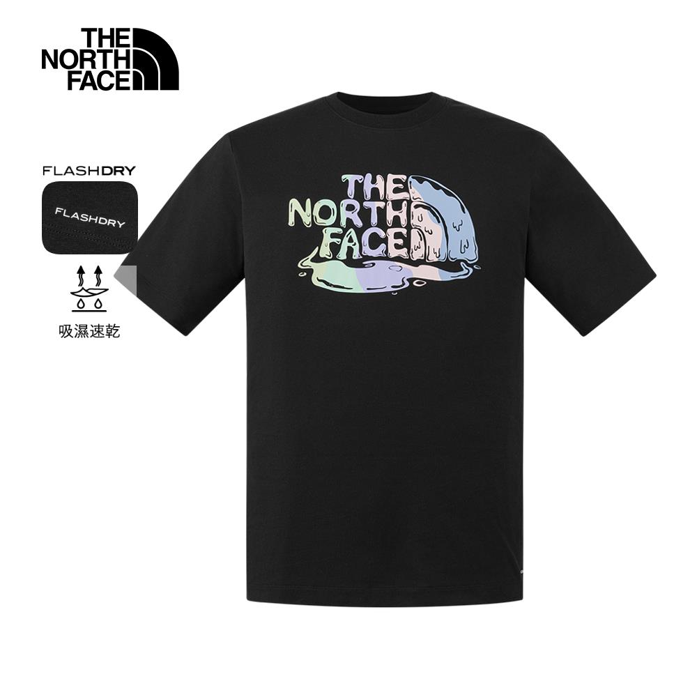 The North Face北面男女款黑色吸濕排汗品牌印花短袖T恤｜8GZ4JK3