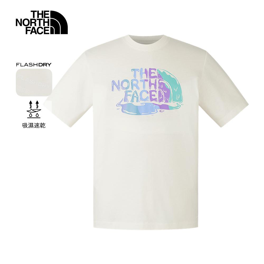 The North Face北面男女款米白色吸濕排汗品牌印花短袖T恤｜8GZ4QLI