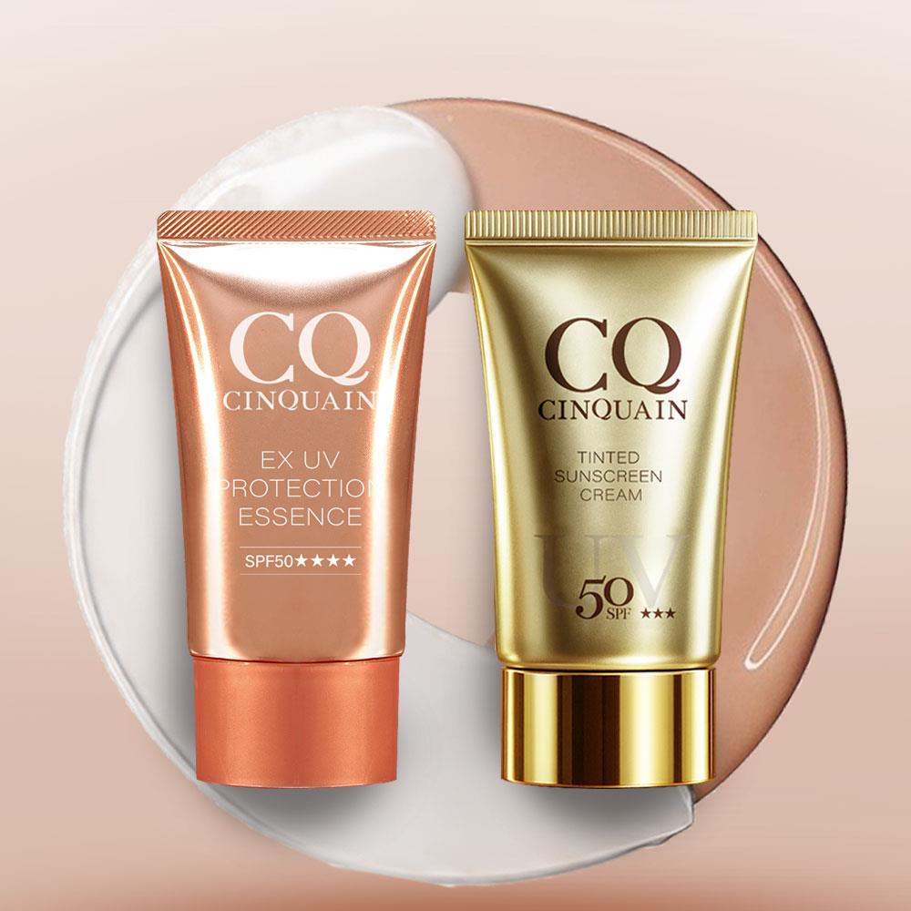 【水潤隔離 2入超值】CQ思珂 超水感高效防曬精華SPF50★★★★/透裸肌潤色防曬乳SPF50★★★(2入任選)-售價已折