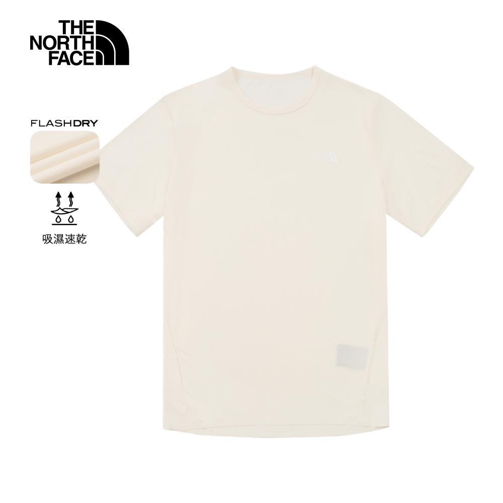 The North Face北面男款米白色吸濕排汗短袖T恤｜8BYJQLI