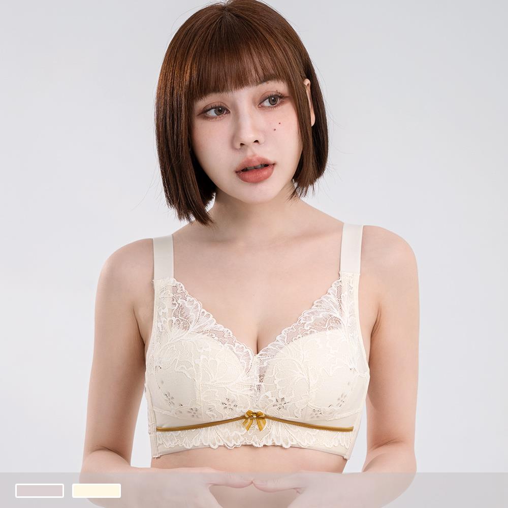 無鋼圈【C~D罩杯】暖語輕晨 花型透氣孔薄襯 柔滑側背片 內衣5166