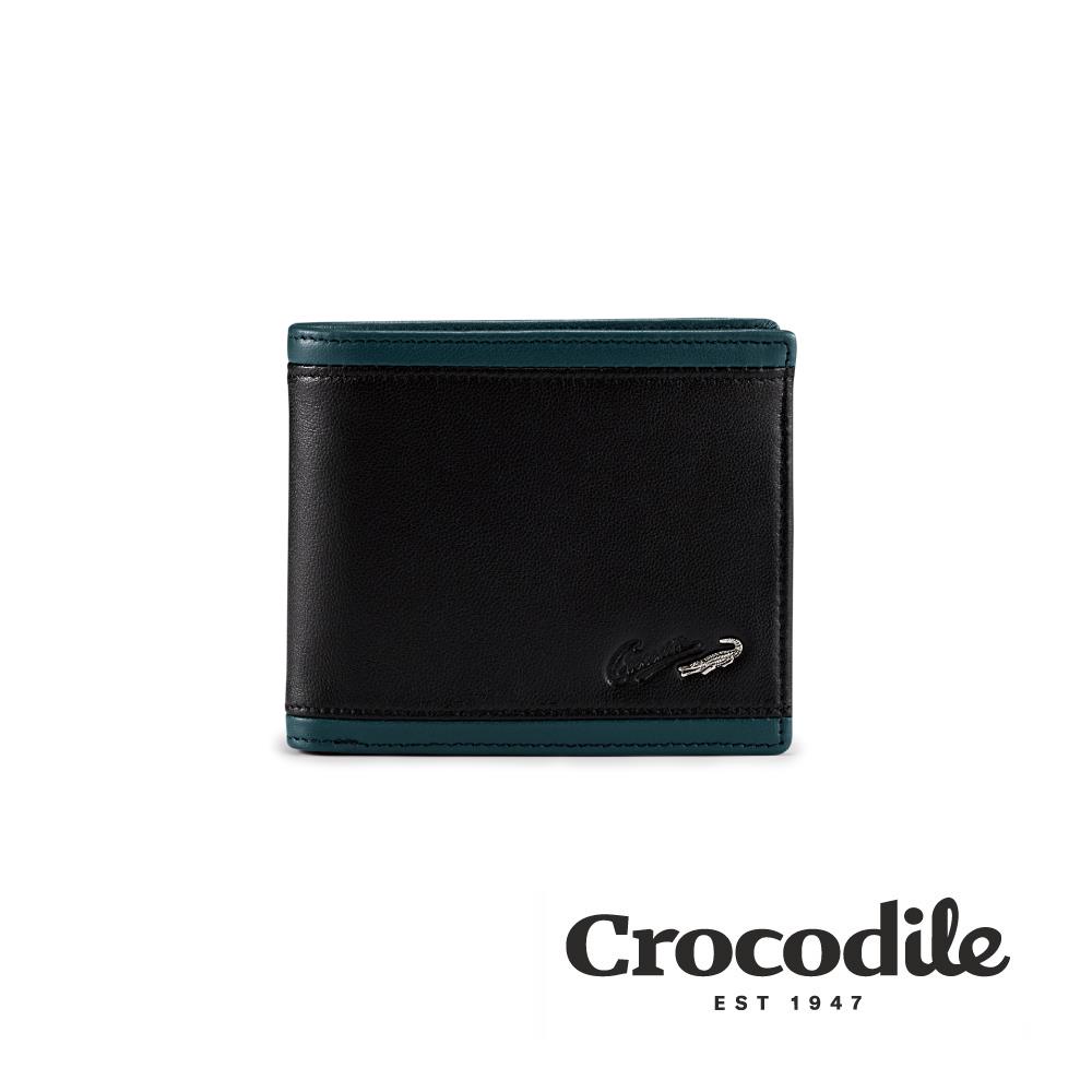 真皮短夾 男生禮物推薦 雙鈔拉鍊 5卡 Smooth系列-0103-11804-黑色-Crocodile 鱷魚皮件