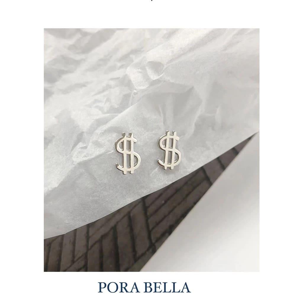 【Porabella】925純銀耳環耳釘 美金符號 美式冷淡簡約風耳環 Earrings-廠商直送