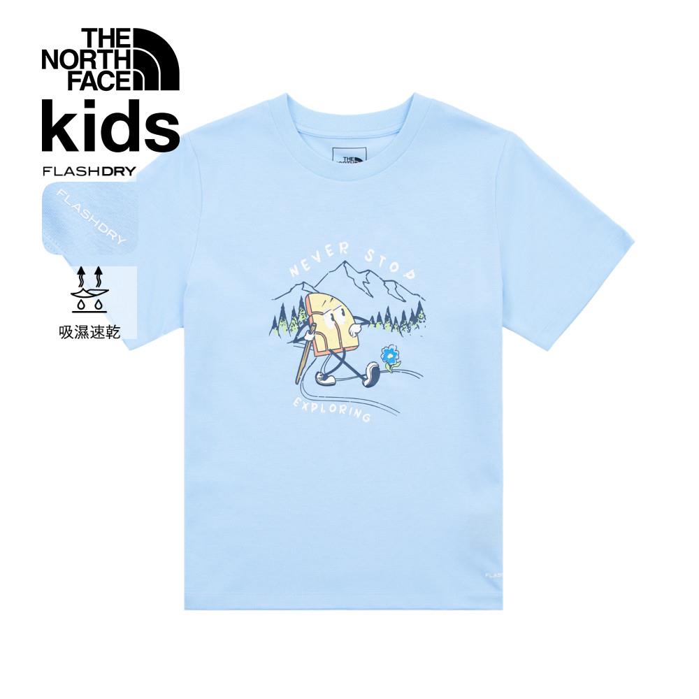The North Face北面兒童藍色吸濕排汗可愛印花短袖T恤｜8GZA1I5
