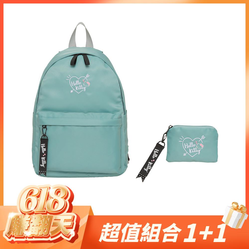 【618賺翻天-超值組合1+1】Hello Kitty  凱蒂邱比特-後背包兩件組(蘋果綠)