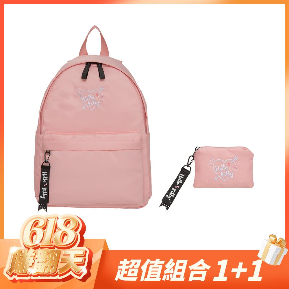 【618賺翻天-超值組合1+1】Hello Kitty  凱蒂邱比特-後背包兩件組(粉)
