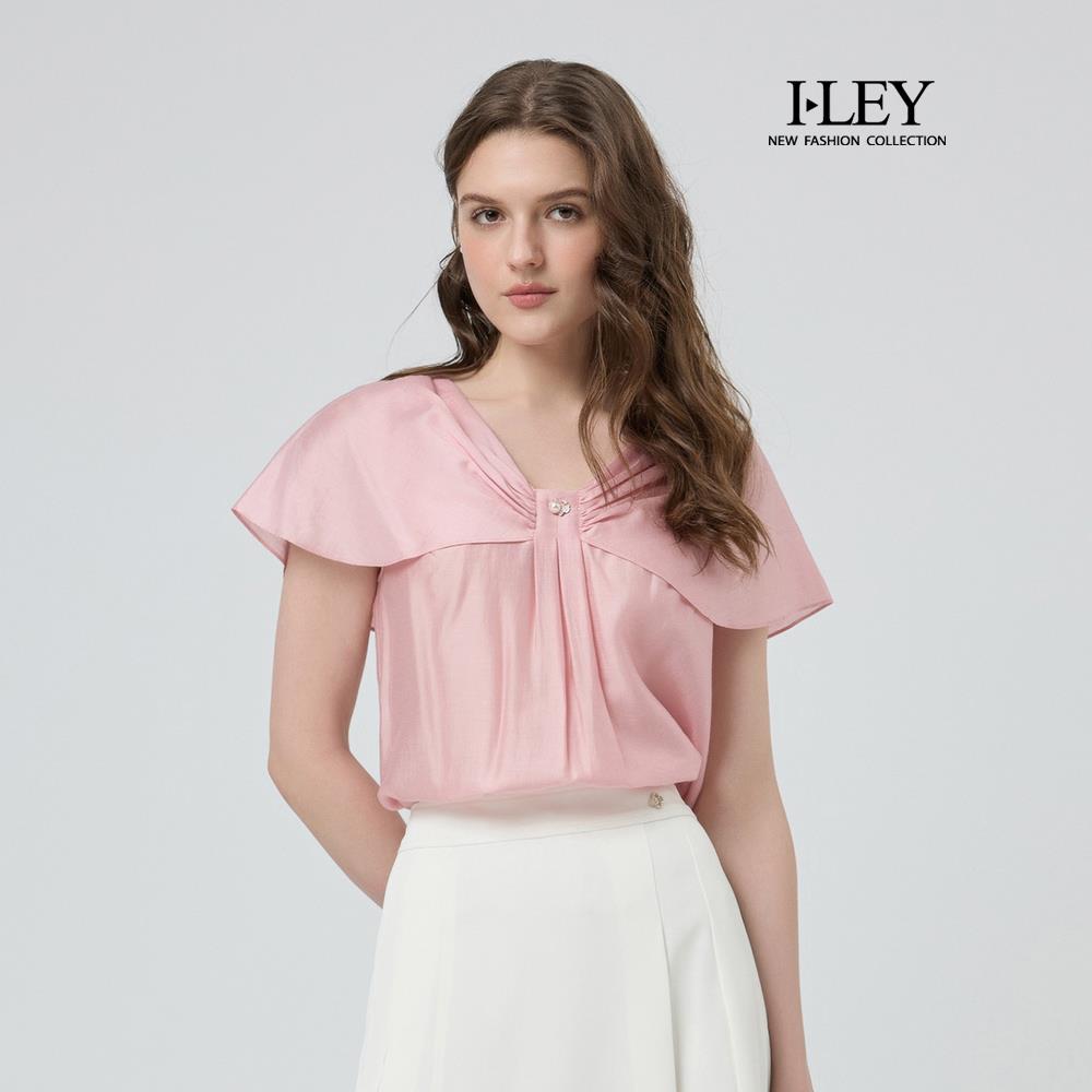 ILEY伊蕾 優雅蝴蝶結造型縲縈上衣(粉；M-XL)