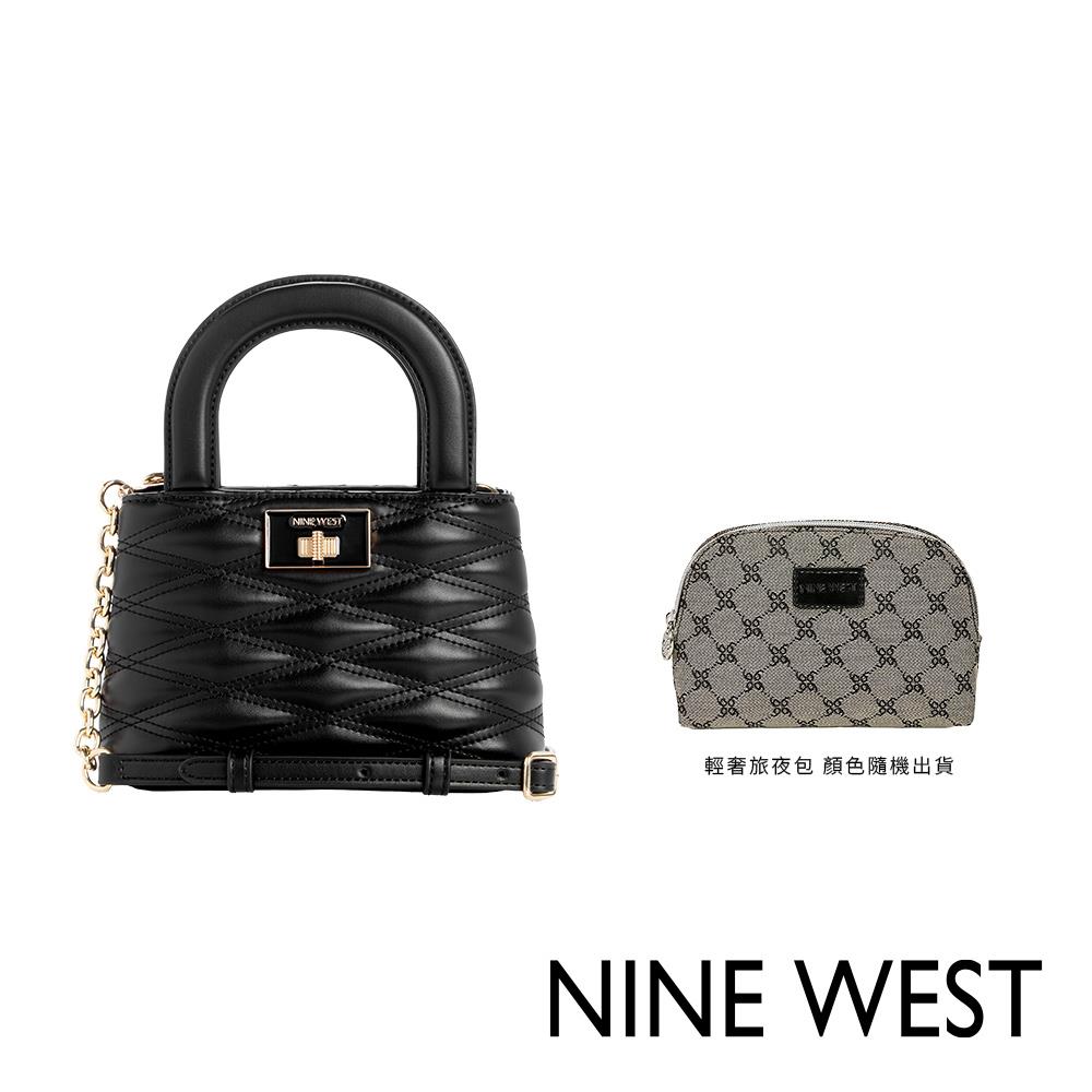 【NINE WEST】絎縫手提斜背包-黑色 旅夜包(193314178593 G0018)