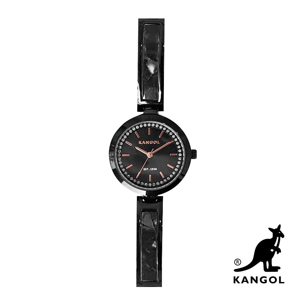【KANGOL】 大理石紋晶鑽錶-曜石黑(KG73330-02Y)