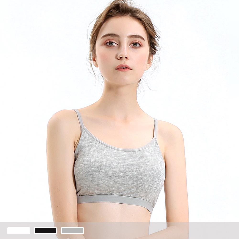 BRA TOP【升級-背扣式】棉質超柔軟無鋼圈一體成形胸墊 內搭細肩帶小可愛 短版背心 2018