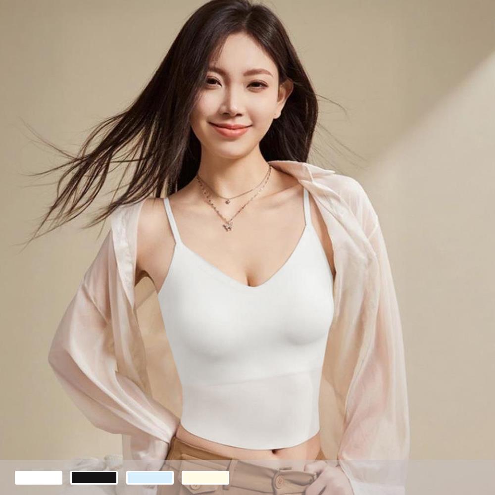 BRA TOP【罩杯式】雲絲輕貼 無痕快乾 可調細肩帶 一體式胸墊短版背心 小可愛 391