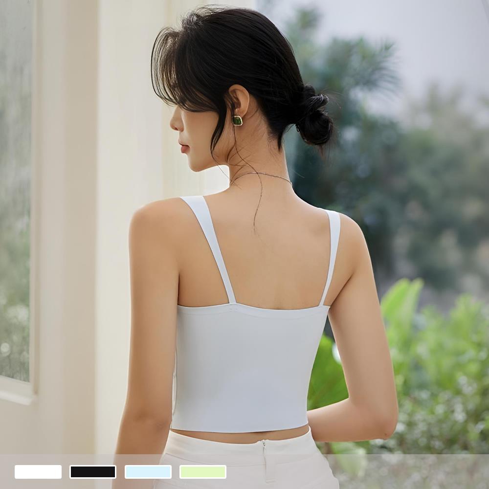 BRA TOP【罩杯式】晨光微嵐 無痕透氣 寬肩帶一體式胸墊短版背心 小可愛 353