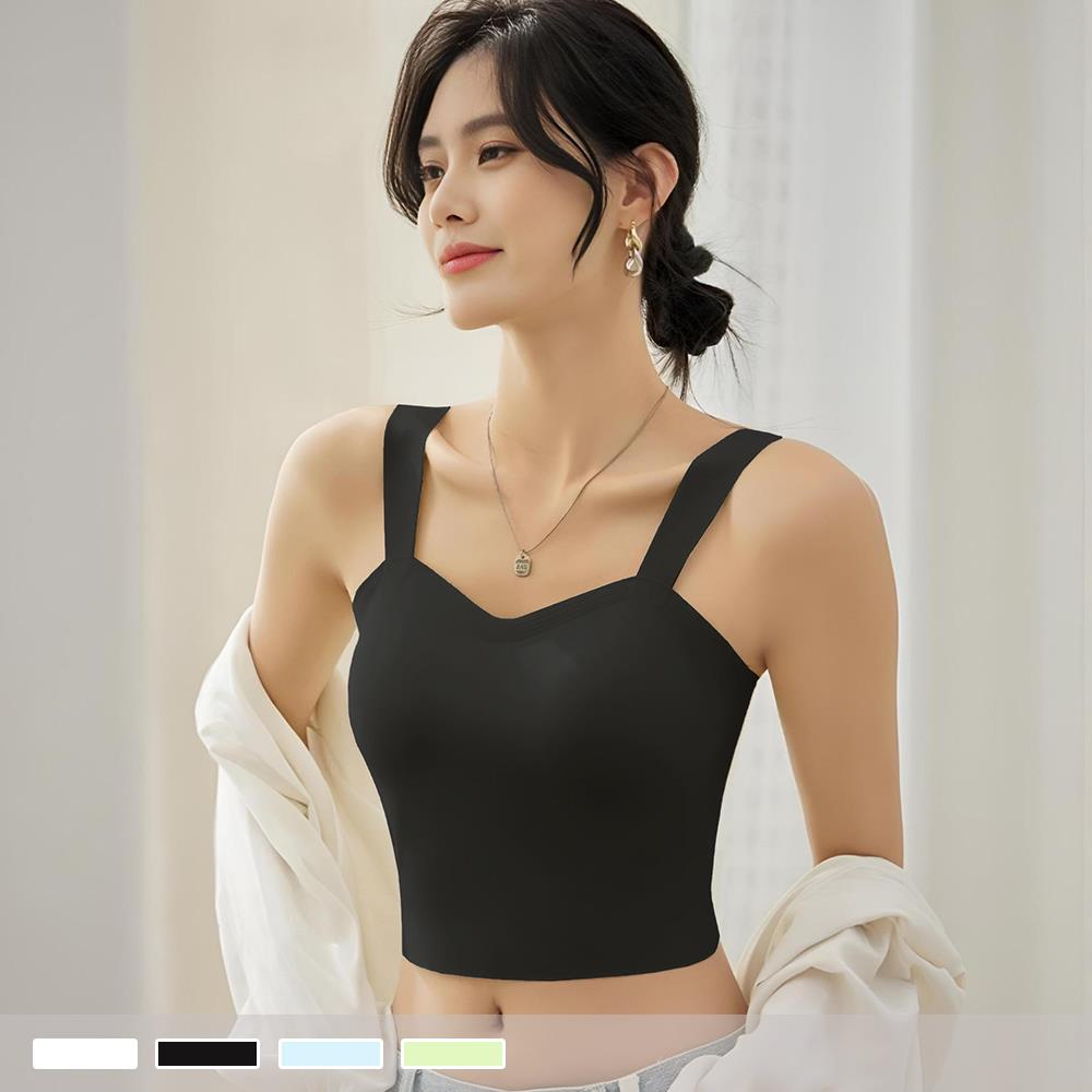 BRA TOP【罩杯式】晨光微嵐 無痕透氣 寬肩帶一體式胸墊短版背心 小可愛 353