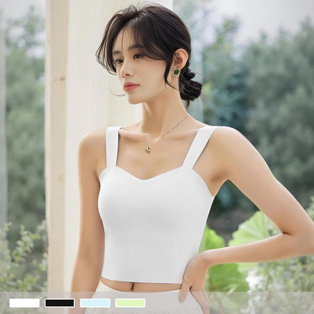 BRA TOP【罩杯式】晨光微嵐 無痕透氣 寬肩帶一體式胸墊短版背心 小可愛 353