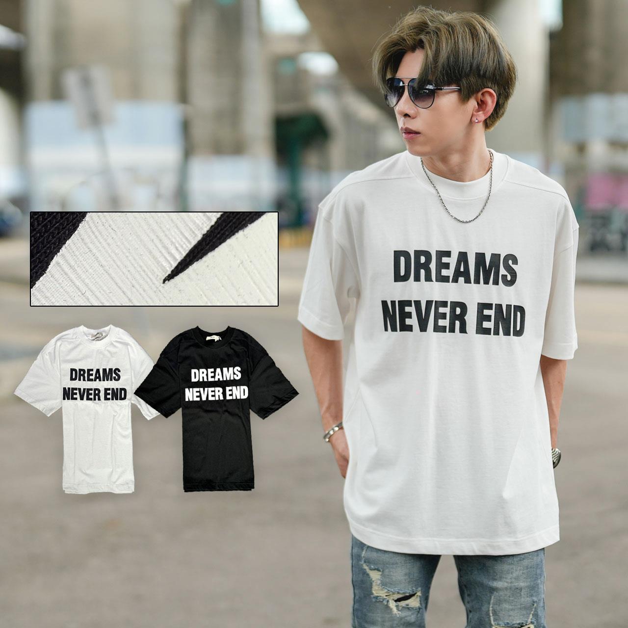 【NB1899J】DREAMS NEVER END寬鬆落肩短袖T恤(GB3905)