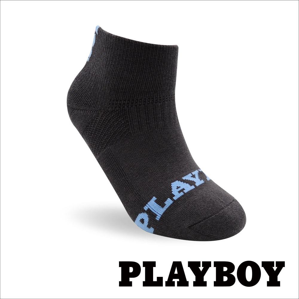 【襪款任選3雙$299 、7雙$588】PLAYBOY 兔頭造型厚底運動男襪-深灰(BF5122)