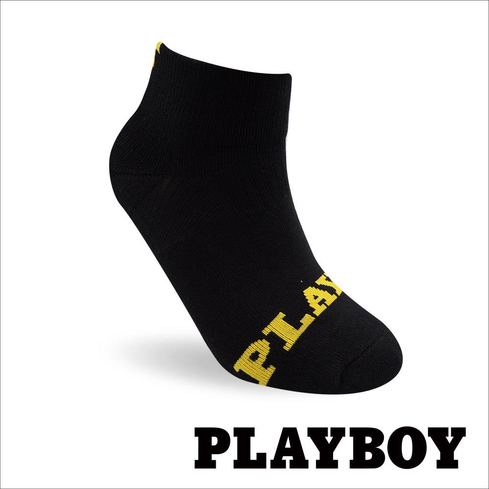 【襪款任選3雙$299 、7雙$588】PLAYBOY 兔頭造型厚底運動男襪-黑(BF5122)