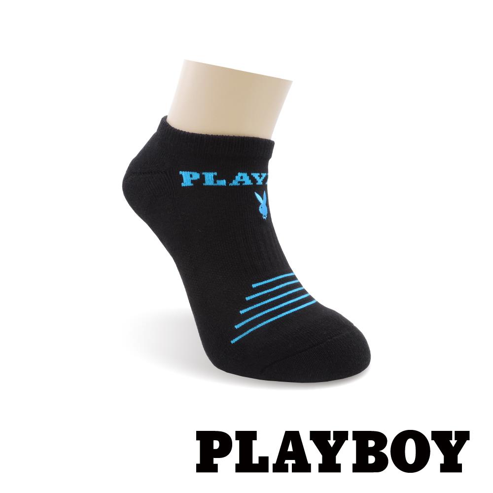 【襪款任選3雙$299 、7雙$588】PLAYBOY  螢光兔氣墊隱形運動女襪-藍(BF0720)