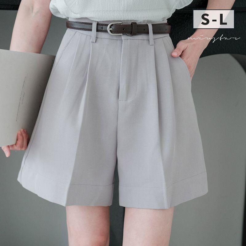 ★附腰帶後腰鬆緊西裝口袋短褲(共3色，S-L)0610 預購【NR0959】