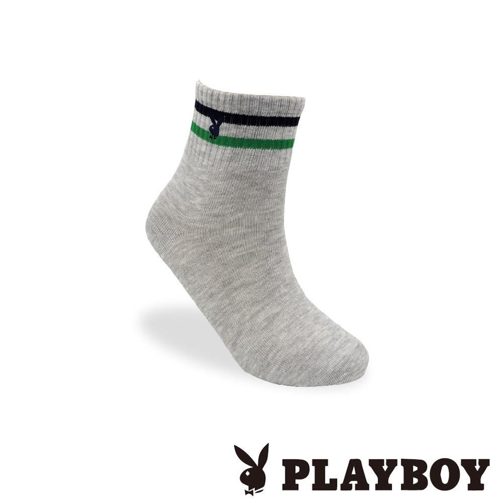 【襪款任選3雙$299 、7雙$588】PLAYBOY刺繡彩條休閒男襪-淺灰(BX0324)