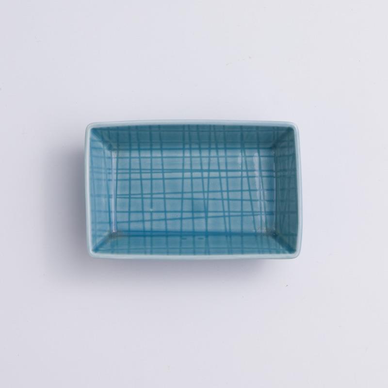 WAGA 湖水綠格 9cm 陶瓷長方小碟｜單品
