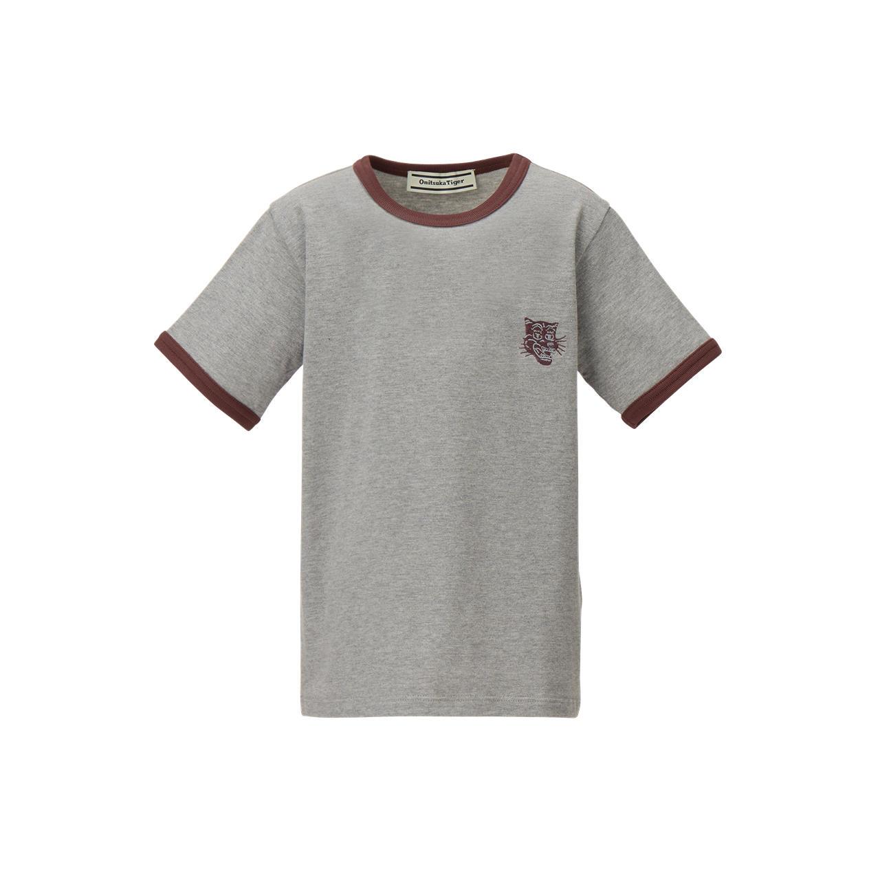 【KIDS】 灰底棕色滾邊短袖上衣｜2184A280-020