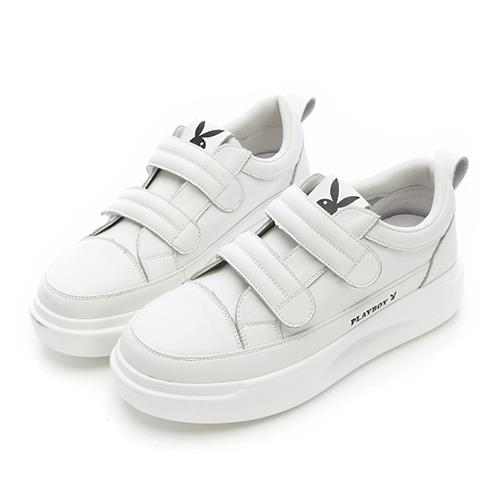 ⚡夏季應援 BIG SALE｜PLAYBOY 日式極簡 牛皮輕盈休閒鞋-白(PY1106)