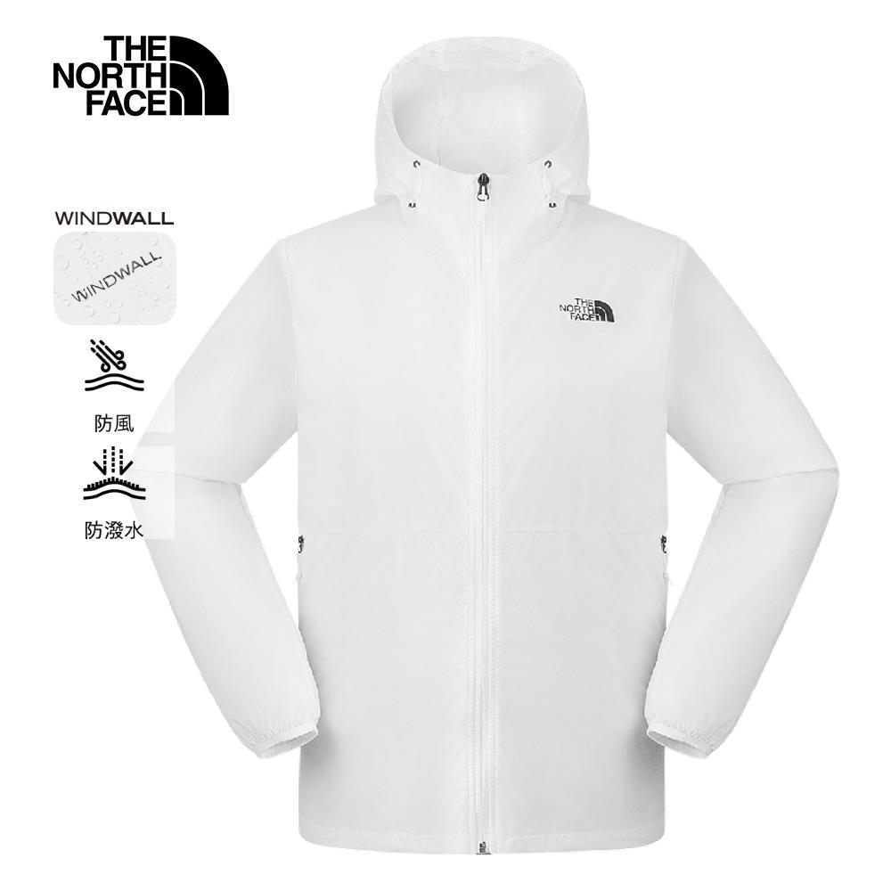 The North Face北面男款白色DWR防潑水連帽外套｜8AUQBX6