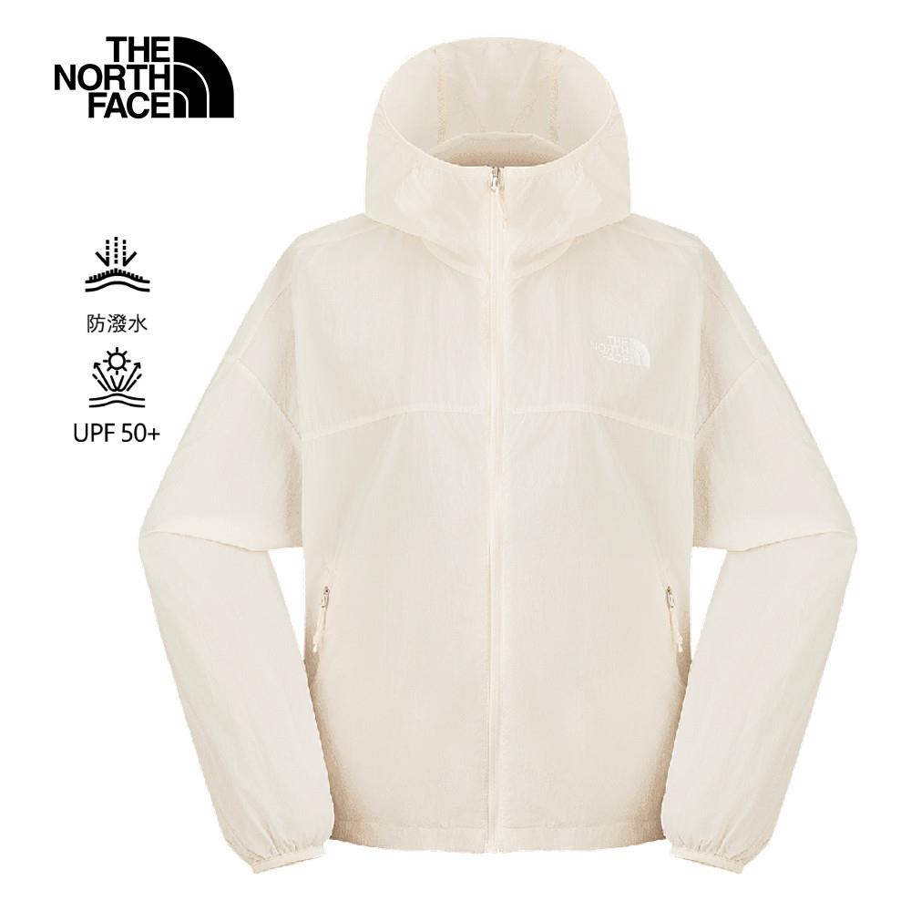 The North Face北面女款米白色DWR防潑水連帽外套｜8EXEQLI