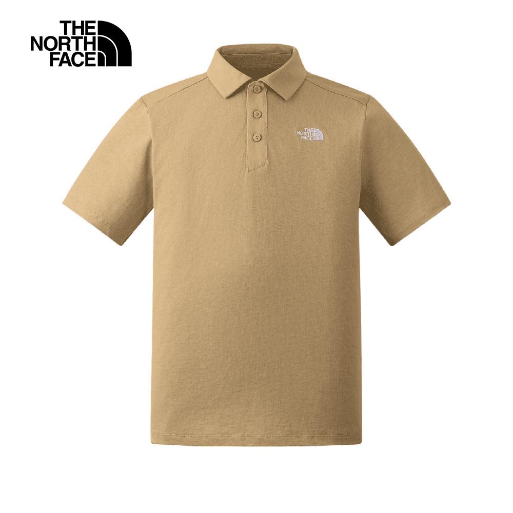 The North Face北面男女款卡其色純棉短袖POLO衫｜8EY7LK5