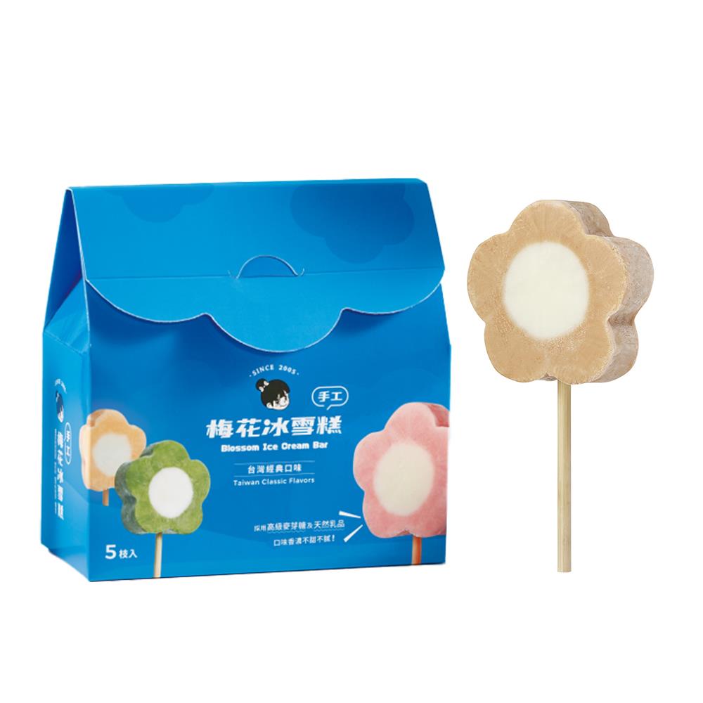 【津芳食品】梅花冰手工雪糕-花生(100公克*5/盒)
