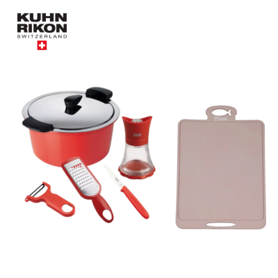 KUHN RIKON瑞士 HOTPAN休閒鍋2L紅色套組▶ 贈UCOM多工矽膠砧板 粉