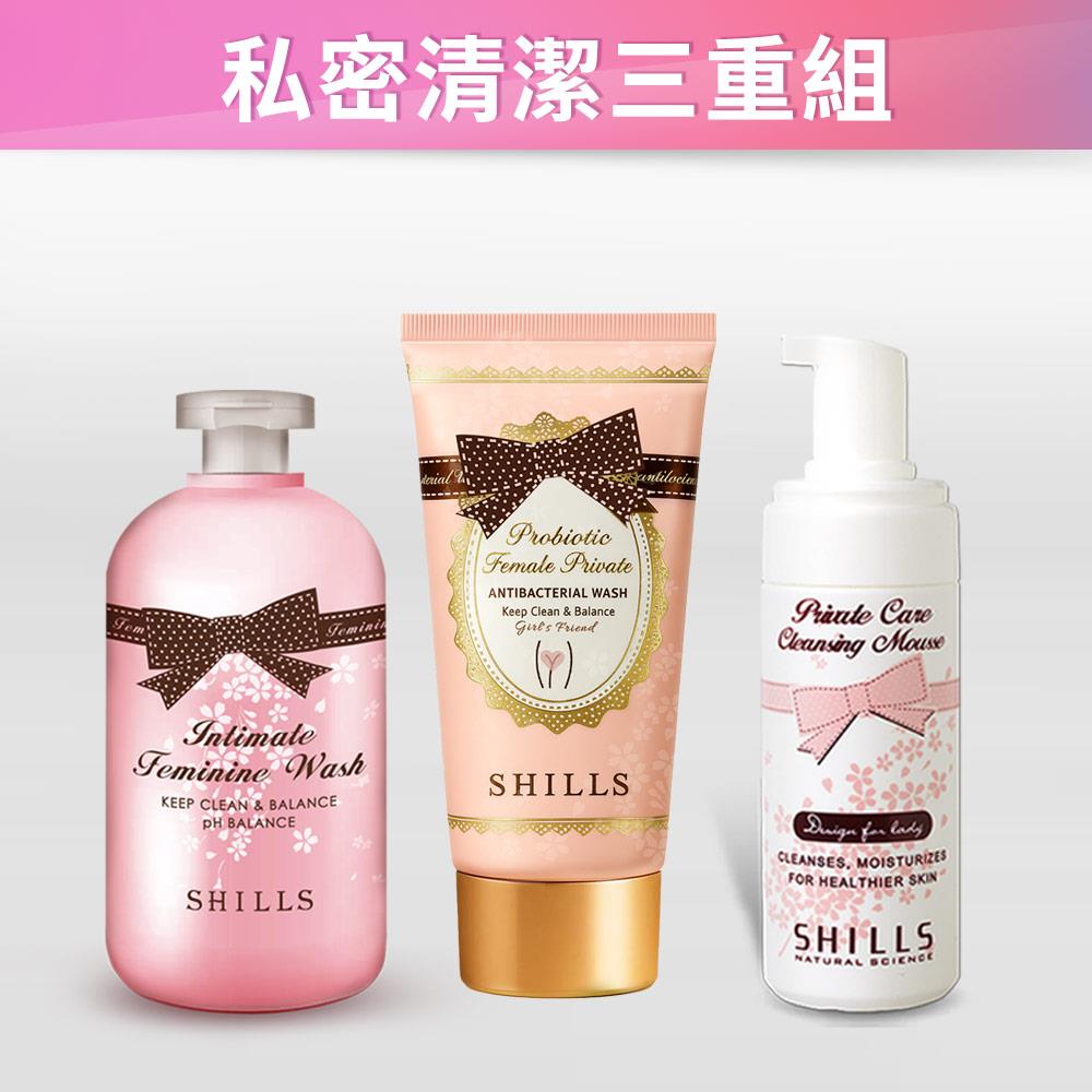 【去悶不乾癢】SHILLS舒兒絲 蔓越莓抗菌調理潔淨露+【溫和潔淨】SHILLS舒兒絲 益生菌私密潔淨凝露+【微米棉泡】SHILLS舒兒絲 蔓越莓私密柔嫩淨味慕絲