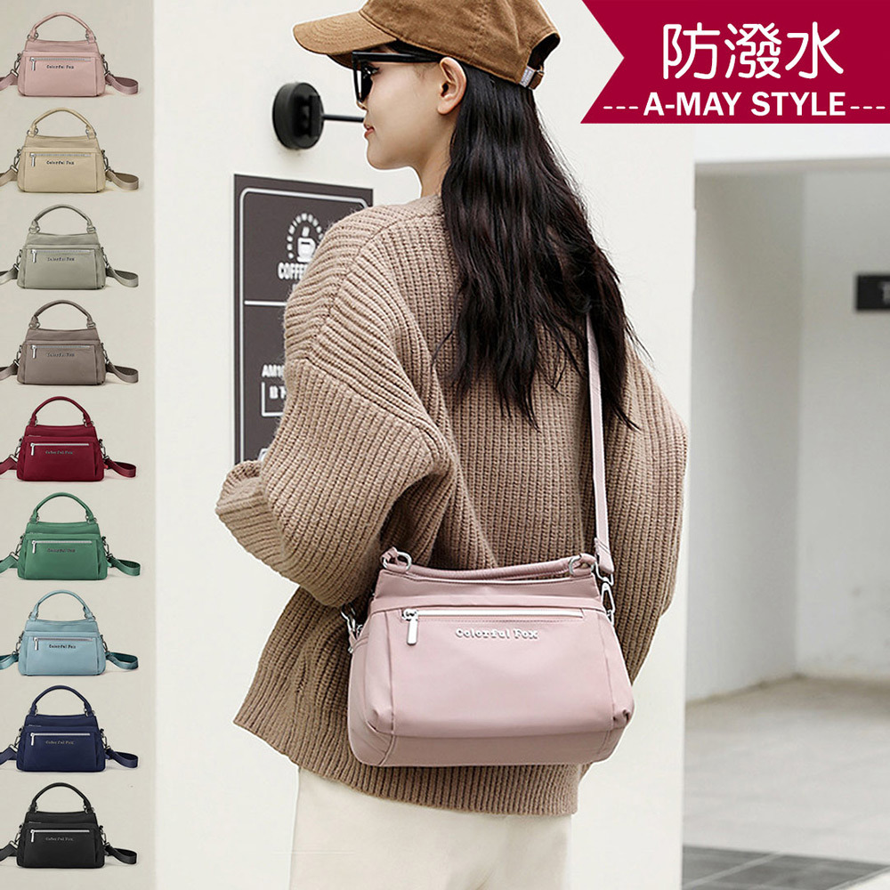 女包 手提包 側肩包 防潑水尼龍純色休閒多夾層斜肩背包(9色)【XCF250432】＊艾美時尚(現 預)