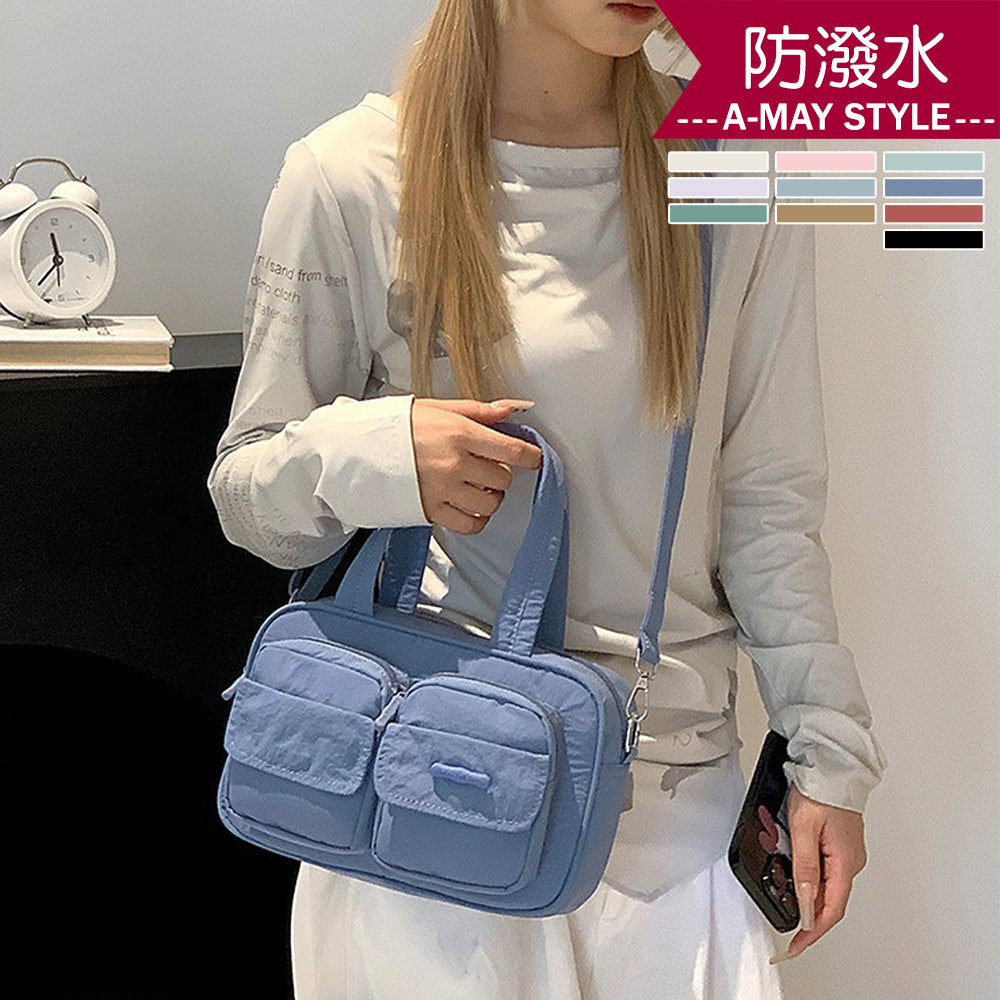 女包 手提包 斜背包 多重口袋休閒防潑水尼龍手提肩背包(10色)【XCF250430】＊艾美時尚(現 預)
