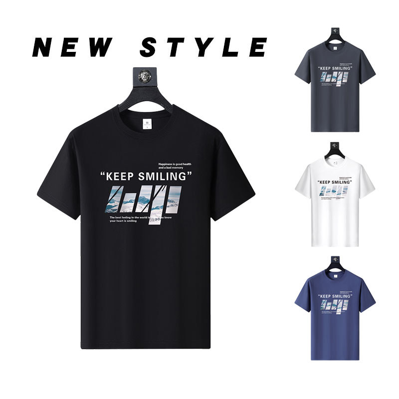 潮流美式幾何圖形圓領短T 修身短袖T恤 潮流上衣 男生上衣 情侶T 加大尺碼 運動短T【NZJN2515】