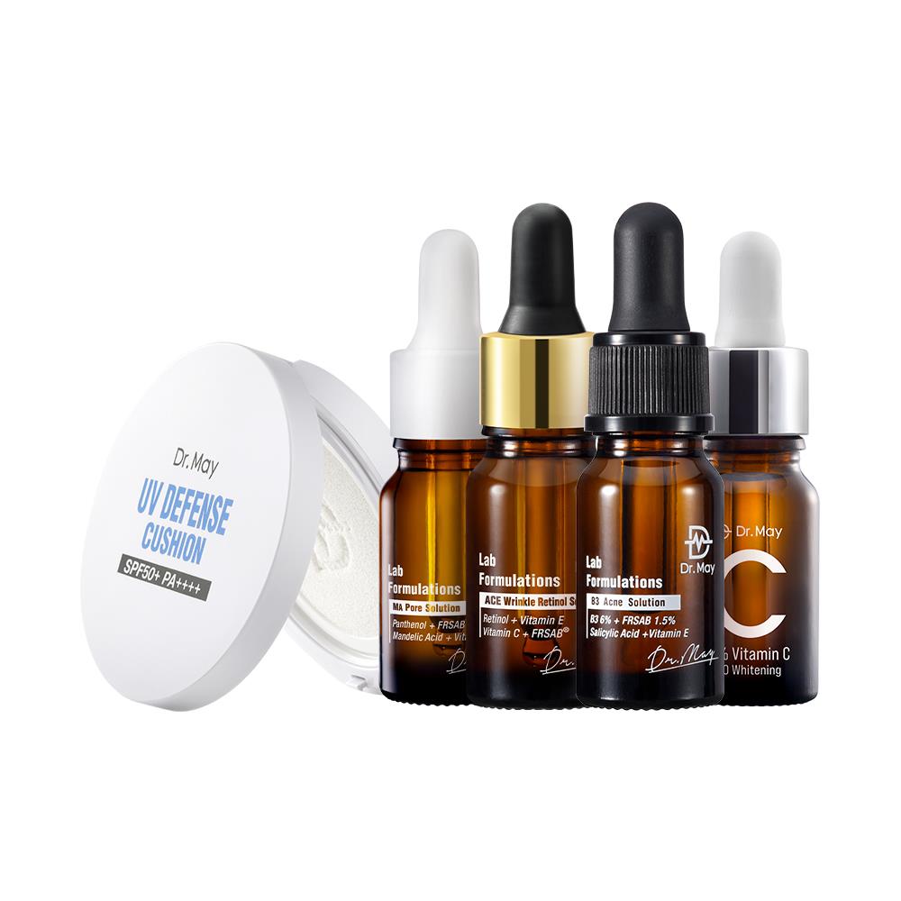 【Dr. May】美博士防曬氣墊SPF50+ PA++++(25g)+B3水楊酸精華(10ml)/C15%美白精華(10ml)/ACE撫紋精華(10ml)/杏仁酸精華(10ml)_任選